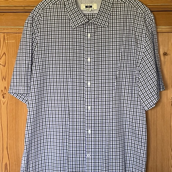 EUC Men's Joseph Abboud XXL short sleeve button down purple/gray checks Like new - Picture 4 of 9